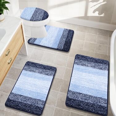 Набір килимків для ванної кімнати Bsmathom, 4 шт. з кришкою для унітазу, м'які, швидковисихаючі, нековзні, можна прати в пральній машині, килимки для ванної з U-подібною контуром, килимок для унітазу, помаранчевий (18'x26'+20'x31'+U20'x24'+Cover19'x21')