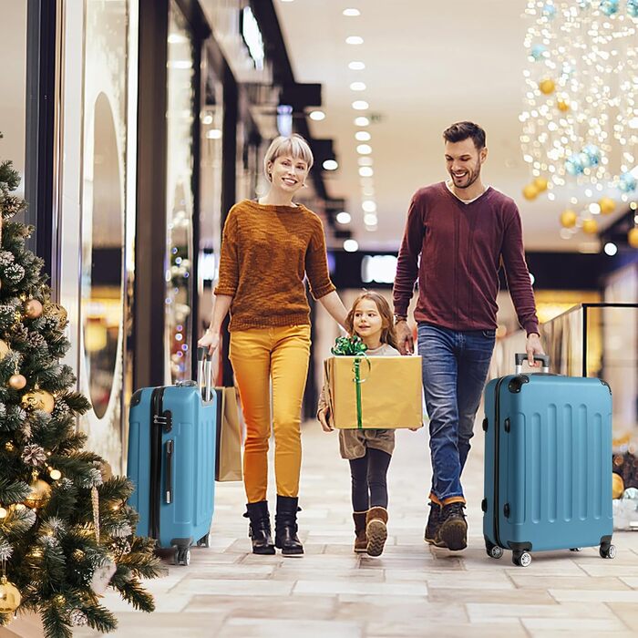 Набір валіз LEADZM 3 шт. з захистом кутів, ABS, телескопічний ручка, ручна поклажа (темно-синій)