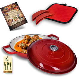 Сервірувальна сковорода TALK-POINT з кришкою емальований чавун 31 см 3,7 л червона