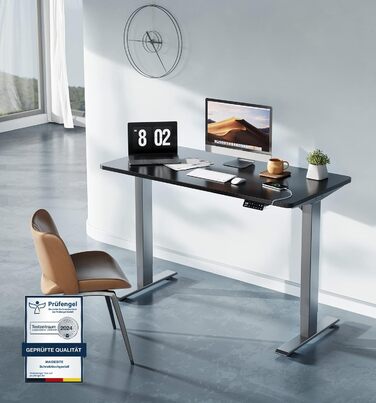 Регульований за висотою електричний стіл MAIDeSITe з 2 моторами, пам'ятью та захистом від зіткнень (72-120 см, сірий)