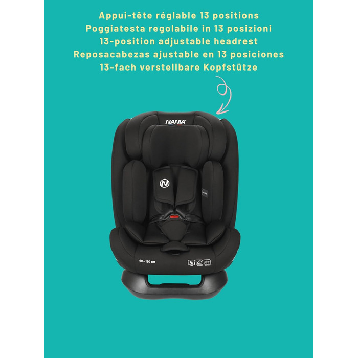 Автокрісло Nania Prato I-Size, 40-150 см, від народження до 12 років, з регульованою підголівником та поперековою підтримкою