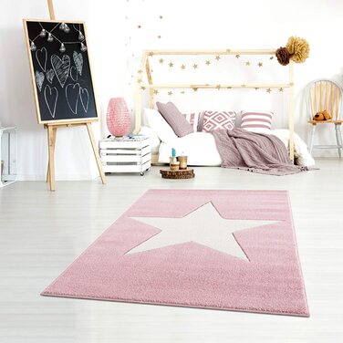 Високоякісний дитячий килим Livone Дитяча кімната для підлітків Дитяча кімната зірка Рожевий білий Розмір (150x220 см)