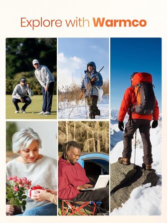 Електричні грілки для рук Warmco 2 шт., 10000 мАг, багаторазові, 3 режими нагріву, портативна батарея-грілка, чорний