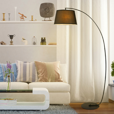 HOMCOM Arc Lamp Торшер Arc - Сучасний металевий дуговий світильник - Торшер металевий льон чорний