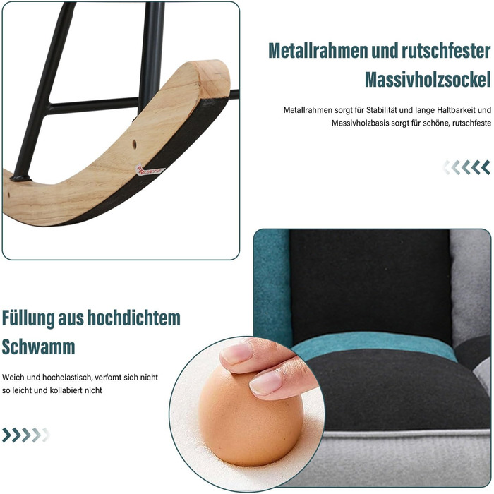 Крісло-гойдалка Vielllliving для спальні, до 150 кг, темно-сірий колір, розмір 91x98.5x71 см