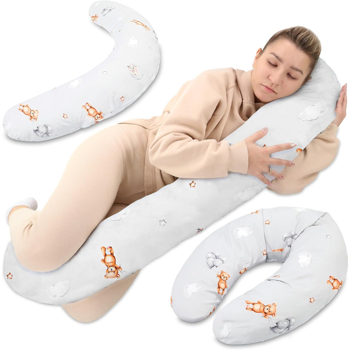 Подушка для вагітних Totsy Baby Stillkissen XXL - 190 см, бавовна, Oeko-Tex, бежева з зірками