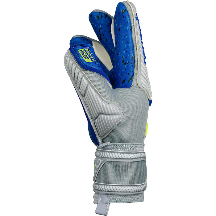 Унісекс воротарські рукавички Reusch Attrakt Fusion Finger Support Guardian для юніорів з розрізом по внутрішньому шву і накладкою Grip Fusion, які підходять для всіх (5.5, сірий / жовтий)