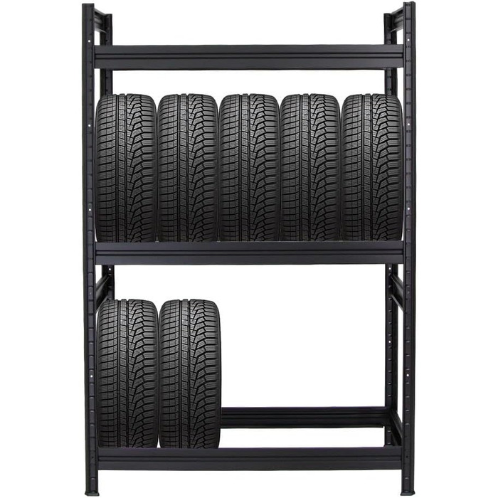 Стелаж для шин PROREGAL Dino, 180x120x50 см, чорний, до 12 шин, вантажопідйомність 150 кг | для гаража, підвалу, майстерні