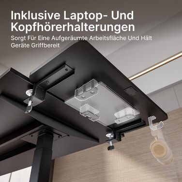 Підставка для ноутбука на стіл ергономічна, 700x300 мм, з підставкою для клавіатури та регульованою підлокітником, чорна | Розширювач столу для дому та офісу