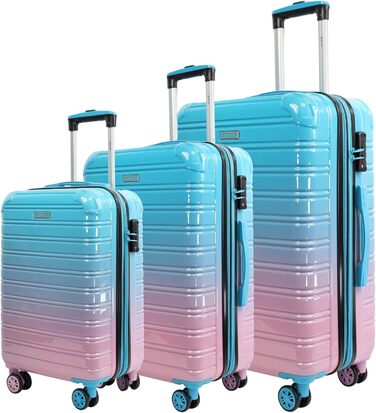 Ручна поклажа, що розширюється, Blade - Візок для валізи з твердою оболонкою - Легка дорожня валіза ручна поклажа з ABSPC із замком TSA - Валіза з 4 обертовими колесами - Валіза на коліщатках () (синьо-рожева, L)