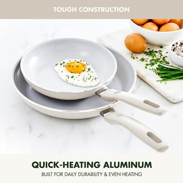 GreenPan Dover сковорода з лопаткою, антипригарне покриття Ceramic, 8 дюймів, для яєць та омлетів, безпечна, можна мити в посудомийній машині та використовувати в духовці