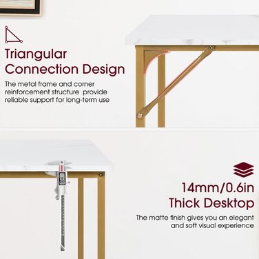 Комп'ютерний стіл BestOffice, 81,3 см, сучасний дизайн, золото, для дому, офісу, робочого кабінету