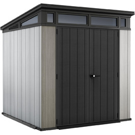 Сарай садовий Keter Artisan 7x7 з підлогою, похилим дахом, подвійними дверями та вікном, 214x218x226 см, 8.3 м³, сірий - для зберігання на вулиці