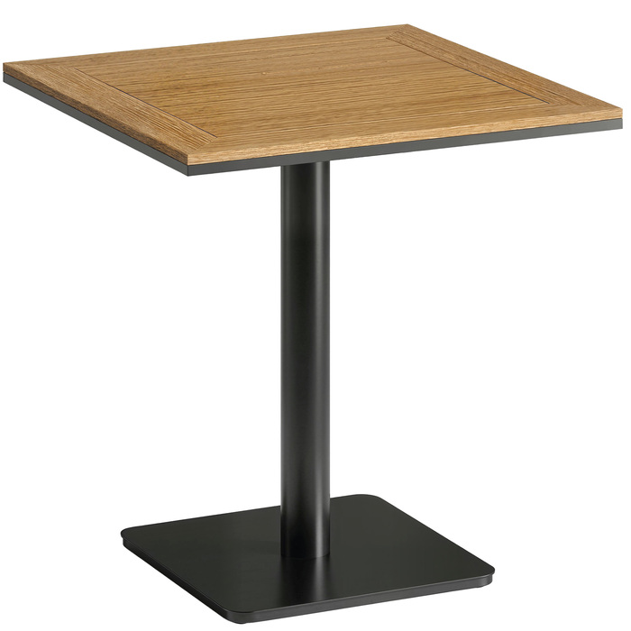 Садовий столик 70x70 см, стійкий до погодних умов, з імітацією дерева, широка основа, квадратний, з натурального дерева