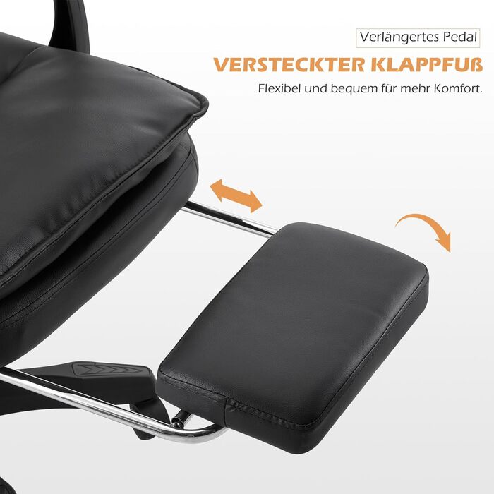 Офісний крісло TUKAILAI: ергономічне, з регулюванням висоти, підлокітники, підставка для ніг, чорне