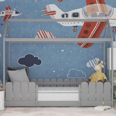 Двоярусне ліжко-хата Moimhear 90x200 см - універсальне ліжко з дерева для хлопчиків та дівчаток