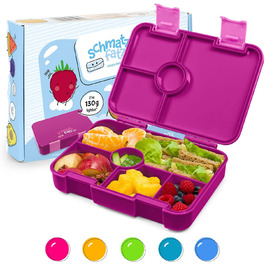 Коробка для сніданку SCHMATZFATZ Junior для дітей з відділеннями / коробка для сніданку без бісфенолу А для дітей / коробка для Бенто для дітей / Коробка для хліба / коробка для закусок / ідеально підходить для школи, дитячого садка і подорожей (фіолетовий полегшений)