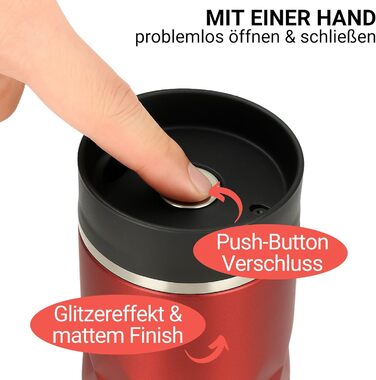 Термокружка Elasto з нержавіючої сталі, 450 мл, з індивідуальною гравіюванням, червона