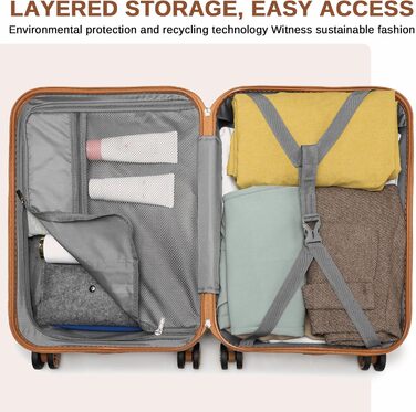 Набір валіз KONO 2 в 1: велика валіза (54 см) та косметичка (білий/чорний/коричневий)