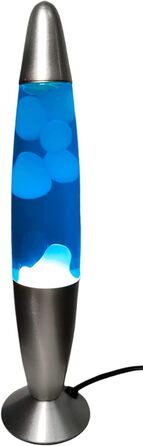 КРУТІ ПОДАРУНКИ Настільна лампа лава, 35 см з вимикачем, включає лампочку E14, плазмові лампи, магму, кольорові медузи (синьо-білі)