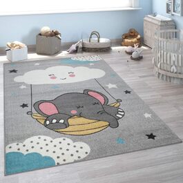 Дитячий килимок, килимок Дитяча кімната Милий мотив слоненя, сірий, Розмір 80x150 см 80 x 150 см