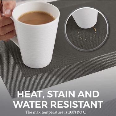 Набори серветок на стіл More Décor, 4 шт., сірий сріблястий колір, PVC-вініл, миючі, термостійкі, для кухні та їдальні