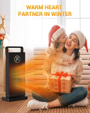 Електричний обігрівач з керамічним нагрівачем, 3 режими, 2000W, осциляція 70°, захист від перекидання, тихий обігрівач для дому та офісу