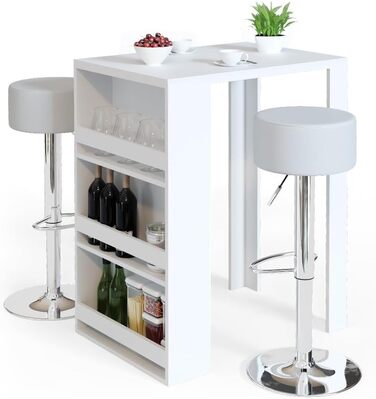 Набір барний стіл та табурети Vicco Bartisch-Set, білий/антрацитовий, 80 x 57 см (2 табурети)
