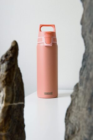 Вулична пляшка для пиття SIGG Shield ONE (/1 л), що не містить забруднюючих речовин і герметична пляшка для пиття, міцна спортивна пляшка для пиття з нержавіючої сталі з ОДНИМ верхом (1 л, сором'язливий рожевий)
