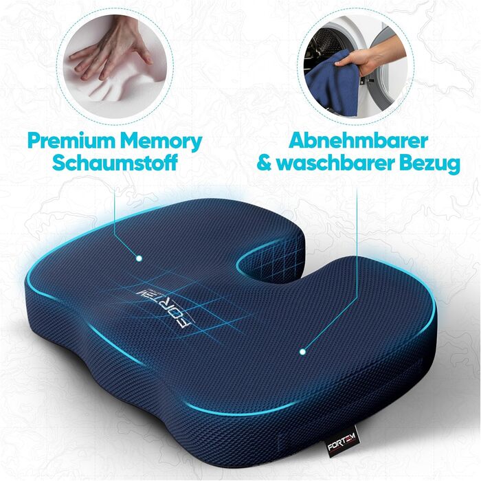 FORTEM Подушка для сидіння, м'яке крісло, подушка для офісного крісла, подушка для комп'ютерного крісла з піною з пам'яті, антиковзаюча подушка для сидіння для ігор, подушка для сидіння в автомобілі, подушка для комп'ютерного крісла, знімний чохол, велики