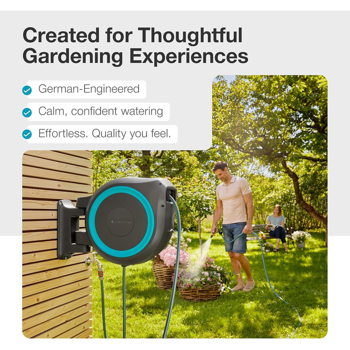 Гардена котушка для шланга на стіну, втягувана, 35 м, чорно-бірюзова