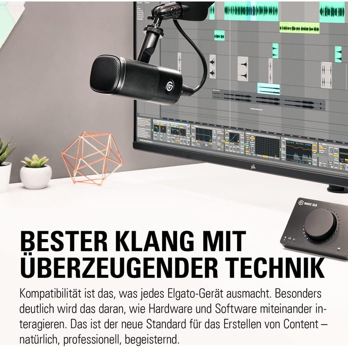 Elgato Wave DX — динамічний XLR-мікрофон для подкастів, стрімінгу та трансляцій, кардіоїдна діаграма, шумозаглушення, не потребує підсилювача, сумісний з Mac/PC