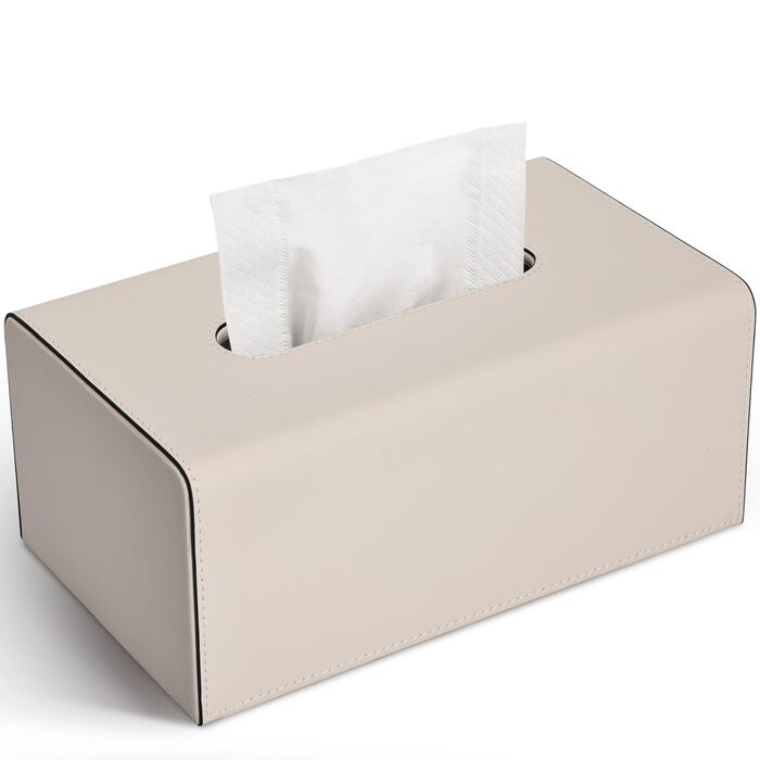 Склянка для серветок KingFOM з PU шкіри, бежевого кольору, прямокутна - для офісу, авто, дому