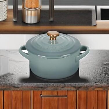 Міні-кокот Le Creuset, кераміка, 237 мл, з ручкою 'Морська сіль' з золотим серцем