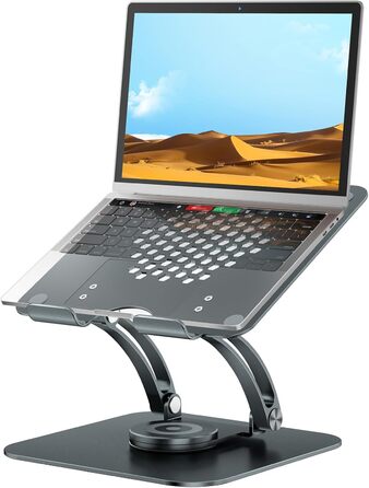 Підставка для ноутбука Tounee: регульована висота, поворотна основа 360°, для моніторів 10–17 дюймів, сірого кольору