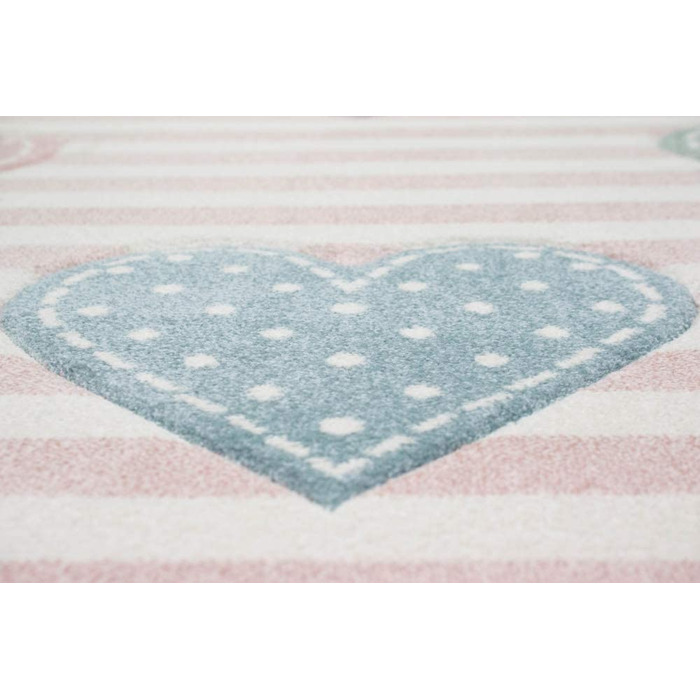 Килим-мрія Дитячий килим у формі серця килим для дитячої кімнати для дівчаток в рожево-фіолетово-зеленому кольорі (160x230 см)