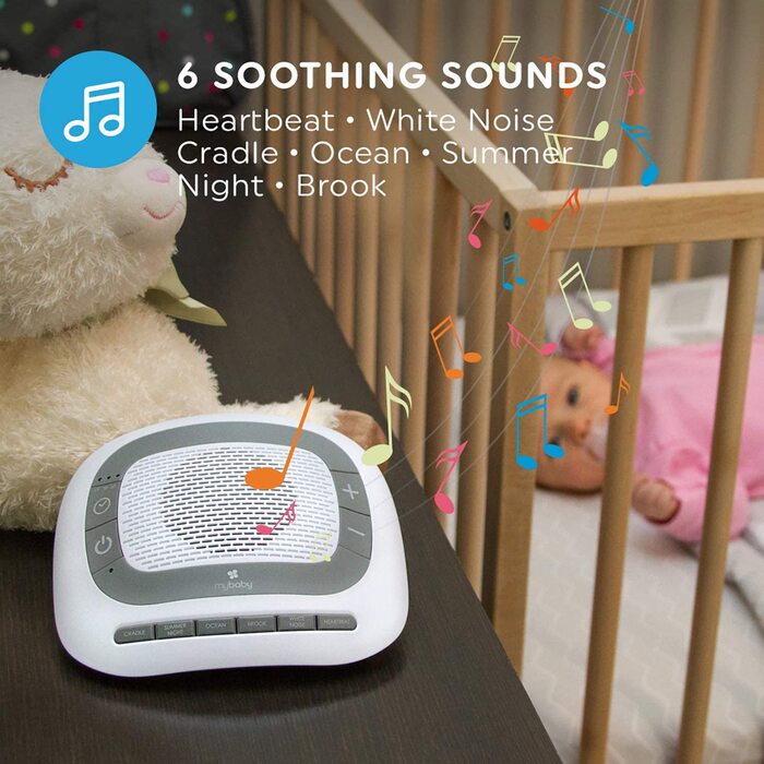 Звукова машина для засипання mybaby SoundSpa, білий шум і заспокійливі звуки для дітей і дорослих, дитяча машина для білого шуму з функцією таймера і звукова терапія-ідеально підходить для подорожей (MYB-S205)