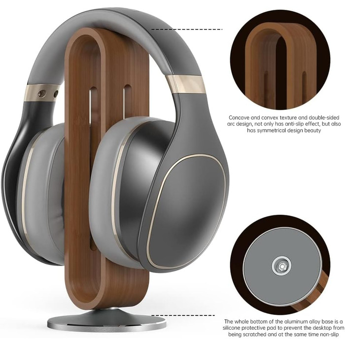 Підставка для навушників EHOTER з дерева, U-подібний дизайн, універсальна, для всіх розмірів навушників