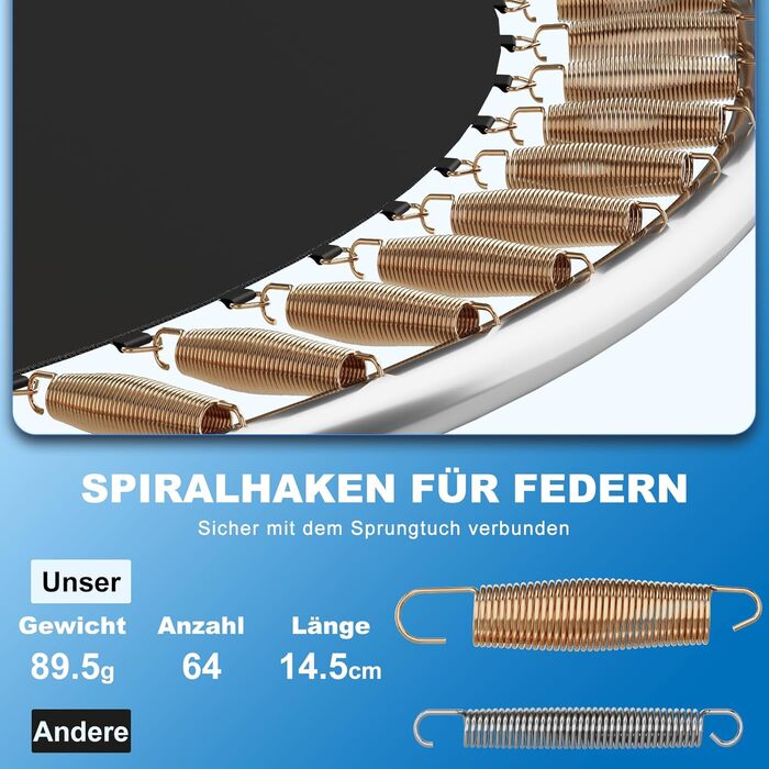 Батут Devoko вуличний Ø305 см з захисною сіткою, драбиною та м'яким покриттям - для дітей та дому, сертифікат GS