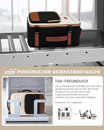 LOVEVOOK Рюкзак ручної поклажі, 40L, для подорожей та бізнесу, водонепроникний, 17.3 дюйми, для жінок, зелено-бежевий (40x20x25 см)