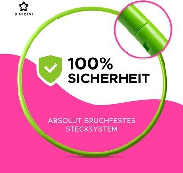 Легкі шини BINIBINI Hoola Hoop 100 не б'ються, безболісні та ефективні легкі фітнес-шини вагою 0,5 кг для дорослих, навіть початківців, і дітей 80-100 см в діаметрі LIME GREEN