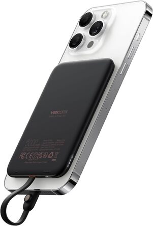 Міні-павербанк VEEKTOMX 5000mAh з кабелем, магнітний, сумісний з iPhone 14/13/12/11 (чорний)