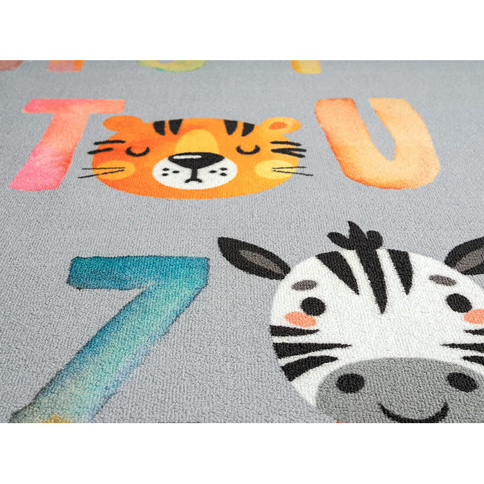 Дитячий килим Happy Life, Дитячий килим, килимок для ігор, що миється, килимок з цифрами, надувний килимок, цифри, Рожевий, (240 х 340 см, алфавітно-сірий)