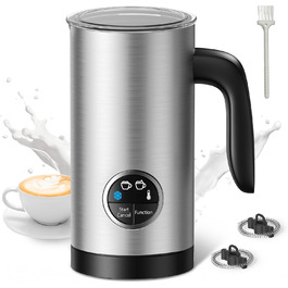 Електричний спінювач молока PARIS RHÔNE 4-в-1, 300 мл, індукція, антипригарне покриття, бездротовий, срібний