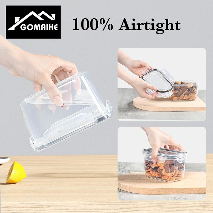 Набір контейнерів для зберігання GoMaihe 12 шт: герметичні, 800 мл, з етикетками, чорні. Ідеально для продуктів, цукру, спецій. Без BPA, можна мити в посудомийній машині.