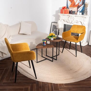 Крісла для їдальні та кухні Cosy - 2 шт. М'які крісла з підлокітниками, жовті, 56x56x78 см