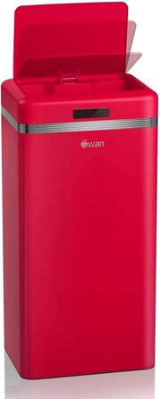 Відро для сміття Swan Retro з датчиком руху, 45 л, металеве, червоне. Інтелектуальний контейнер для переробки від Swan