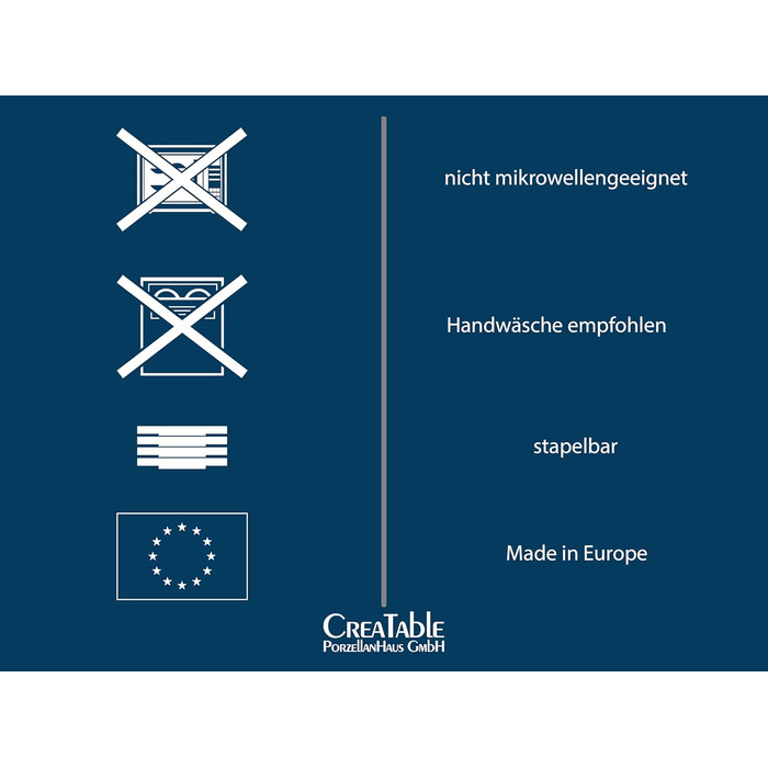 CreaTable Серія Valencia Pastell: 18-частинний кавовий сервіз на 6 осіб з порцеляни, Made in Europe (кремовий, блакитний, зелений)
