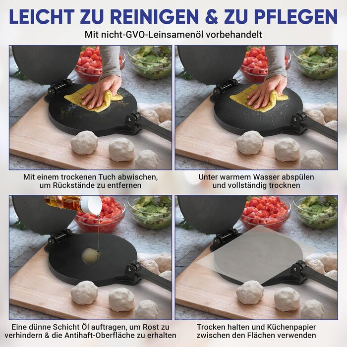 Пресс для тортилій зі сталі StarBlue 10 дюймів (25 см) з 100 шт. паперу для випікання та електронною книгою з рецептами - для приготування чіпаті, тортильї, роті