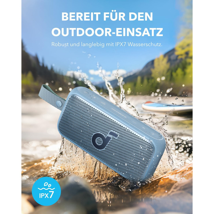 Soundcore Motion 300: Bluetooth-динамік з BassUp, SmartTune, 30W, 13 годин, IPX7, для саду, кемпінгу та піших прогулянок (блакитний)